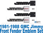 1981-1988 Gmc Jimmy Truck Fender Emblems, Brand New, Pair, Chrome Plastic. Fixed Price $107.95.