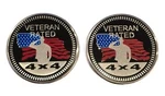 Two Veteran Rated 4X4 Metal Round Badge Fender Emblem For Jeep Wrangler Usa. Fixed Price $13.56.