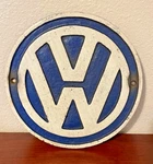 Volkswagen Vw Round Cast Iron Wall Sign Plaque Vintage Look 9" Diameter New. Fixed Price $55.00.