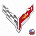 20-24 Chevrolet C8 Corvette Front Bumper Crossed Flags Logo Emblem Silver Chrome. Fixed Price $24.99.