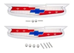 Trim Parts Hood And Trunk Emblem Set With Bezels For 1955 Chevy Bel Air Nomad. Fixed Price $194.98.
