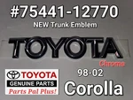 Genuine Toyota 75441-12770 Rear Chrome Nameplate Badge 98 99 00 01 02 Corolla. Fixed Price $29.98.