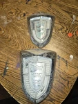 1956 Chrysler Windsor Emblems, Very Nice Condition Part #1598602 & #1624436. Fixed Price $100.00.
