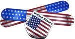 Two 6" X 1" Metal American Flag Emblem Stickers + One Us Shield Decal. Fixed Price $9.84.