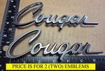 (2) Mercury Cougar Circa '74 Fender Emblems D4WB 16B114 5993. Fixed Price $25.00.