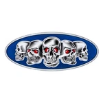 United Pacific 10883 Emblem, Chrome, Die Cast Skull, Blue. Fixed Price $61.73.