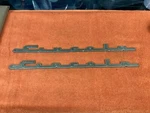Original Pair Vintage 1956 Lincoln Emblem Script Oem 14-7/8 Lower Back Panel. Fixed Price $99.95.
