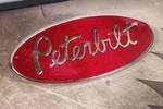 Vtg Oem Peterbilt Oval Truck Red Enamel Solid Metal Mancave Hood Emblem 8". Fixed Price $110.00.