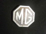 Vintage Mg Small Hexagon Ornament Black Silver Metal Badge Emblem JF6236 CHA344. Fixed Price $30.00.