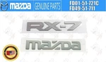 Mazda Oem Rear & Emblem Badge Set FD01-51-721C FD49-51-711 For RX-7. Fixed Price $111.00.