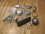 Lot Of Vintage Ford Parts 52-56?? Hubcaps Window One. Fixed Price $79.99.