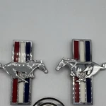 1965 1966 Ford Mustang Pony Tri Bar Fender Emblems Lh Rh Pair Red White Blue. Fixed Price $40.00.