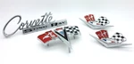 New 4-PC Complete Body Emblem Set / For Late 1963-64 Chevy C2 Corvette Sting Ray. Fixed Price $279.99.