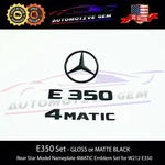 E350 4MATIC Rear Star Emblem Black Letter Badge Logo Set For Amg Mercedes W212. Fixed Price $57.88.