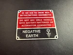 Land Rover Range Classic 1986-1994 Warning-battery Cable Negative Label. Fixed Price $24.00.