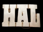 KC19151 *nos* Vintage 1970S Cut-out Name ***hal*** Solid Brass Belt Buckle. Fixed Price $20.00.