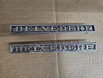 Mopar Used 68-70 Plymouth "belvedere" Fender Emblem Pair, #2963433. Fixed Price $57.50.