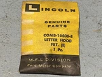 1960 Mercury Hood Letter "e" C0MB-16606-B Nos. Fixed Price $30.00.