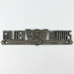 Golden Motors Ford Auto Dealer Badge Metal Emblem Tag. Fixed Price $39.99.