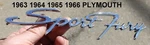 Oem 1963 1964 1965 1966 Plymouth "sport Fury" Front Fender Script Emblem 2422955. Fixed Price $99.99.