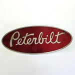 Vintage Peterbilt Truck Hood Emblem Ornament Red Silver Oval Script Logo Chrome. Fixed Price $129.00.
