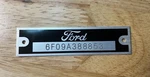 Ford Script Id Data Number Tag Nameplate. Fixed Price $24.95.