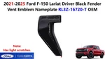 2021-2025 Ford F150 Lariat Driver Black Fender Vent Emblem Nameplate RL3Z16720T. Fixed Price $65.00.