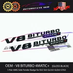Oem V8 Biturbo 4MATIC+ Plus Amg Fender Emblem Gloss Black Mercedes E63 S63 GT63. Fixed Price $64.99.