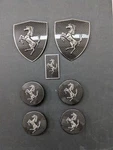 Ferrari 360 365 Carbon Fiber Fender Shield & Front Bonnect Badge Centre Cap Set. Fixed Price $1000.00.