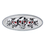 United Pacific 10881 Emblem, Chrome, Die Cast Skull, Silver. Fixed Price $61.73.