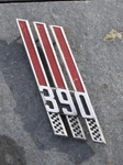 1966-67 Ford Fairlane Galaxie 390 Front Emblem Name Plate Badge C6AB-16243-A. Fixed Price $49.00.