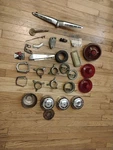 Lot Of Vintage Ford Parts 52-56?? Hubcaps Window. Fixed Price $79.99.