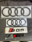 Audi SQ5 Set Combo Front Rear Mesh Grille Gloss Black Badge Sticker Ring. Fixed Price $67.70.