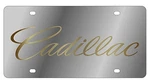 New Cadillac Gold Script Stainless Steel License Plate. Fixed Price $42.95.