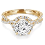 1.43 Ct Round VS1 F Diamond Halo Engagement Ring 14K Yellow Gold. Fixed Price $5009.00.