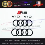 Audi R8 Emblem Black Hood Trunk Ring V10 Rear Logo Badge Coupe Spyder Combo Set. Fixed Price $111.10.