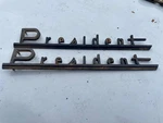 1955 Studebaker President Gold Emblem Script Rear Fender Quarter Panel Trim. Fixed Price $40.00.