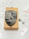 Genuine Porsche Exclusive Turbonite Front Hood Crest Emblem 95C-853-601-A. Fixed Price $187.00.