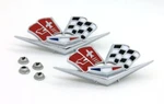 New Trim Parts Red Crossed-flag Emblem / For Late 1963-66 C2 Corvette Sting Ray. Fixed Price $99.99.