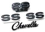 New Custom Black & Gray Emblem Set For 1968-69 Chevelle Ss 396 Script Badge Trim. Fixed Price $187.99.