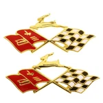 For 1959 Impala Rear Quarter Gold X-flags, Sold As Pair Trim Parts. Fixed Price $161.45.