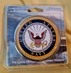 Navy Emblem New Chrome Elektroplate Auto Us Military Round Metal.. Fixed Price $18.99.