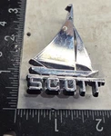 Vintage Scott Sailboat Emblem 1.9" X 2.9" 7034. Fixed Price $20.00.