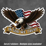 2-PACK God We Trust Sticker Patriotic Eagle Decal American Flag Vinyl Usa. Fixed Price $45.95.