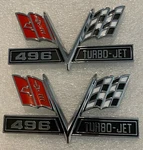 Big Block Chevrolet Chevy 496 Turbo Jet Crossflag Fender Emblems (pair). Fixed Price $129.95.