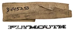 New Old Stock Hood & Deck Lid Nameplate For 1968-74 Plymouth Models #3445250. Fixed Price $110.00.