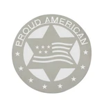 Emblem Badge Decal Sticker Proud American Laser Etched Stainless Steel 3.5". Fixed Price $9.49.