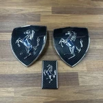 Carbon Fiber Fender Shields + Hood Badge For Ferrari F8 3-PIECE (used). Fixed Price $400.00.