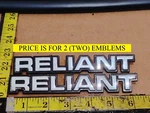 (2) Plymouth Reliant Circa '82 Emblems 4229392 (5486. Fixed Price $15.00.