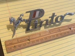Vintage Ford Pinto Emblem Script Badge Logo Nameplate Trim Part # D12B-16B114-AD. Fixed Price $35.00.